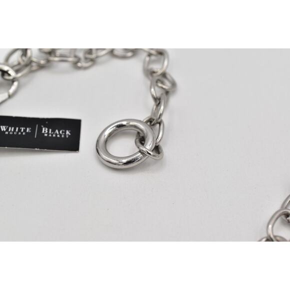 White House Black Market M/L Crystal Chain Belt Red White Beaded Silver NWT main image 11